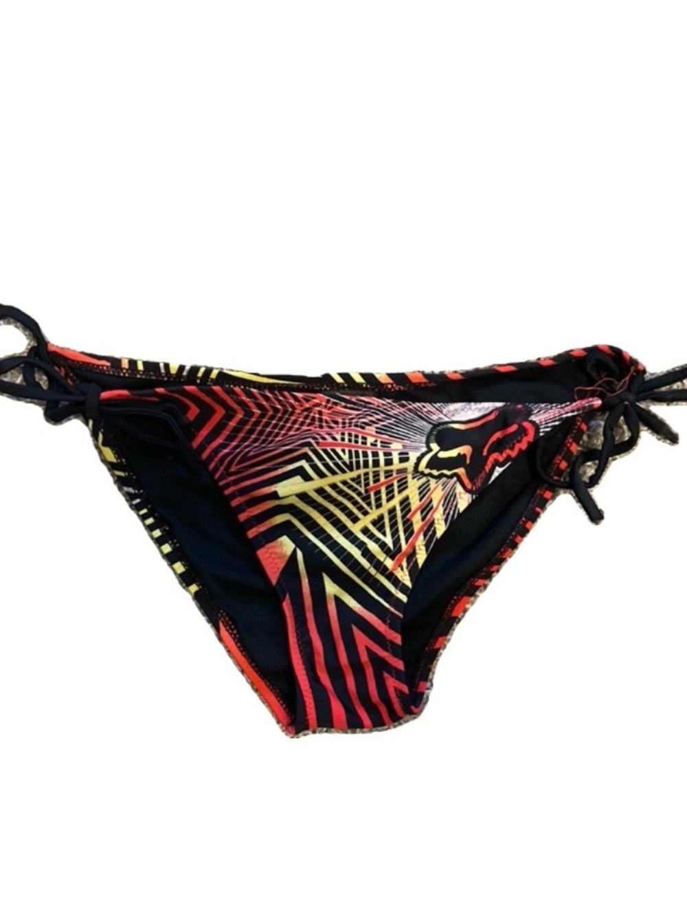 Fox Women’s Black Red & Yellow Tie-Side Bikini Bottom